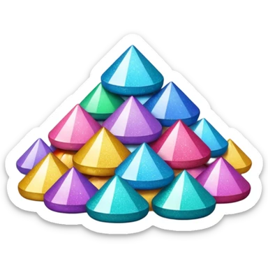  a pile of glitter with sparkling highlights. Rounded, glossy, smooth, soft shadows, white background.

 sticker
