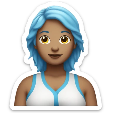 chubby caucasian yoga instructor with blue hair sticker