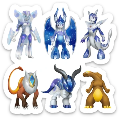 Shiny Starry Trico-Nargacuga-Silvally-Absol-Digimon-fusion sticker