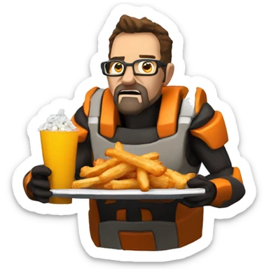 Gordon Freeman eats chicken fries sticker