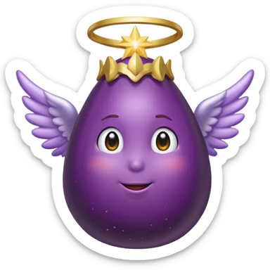 Realistic eggplant from the side wearing an angel halo sticker