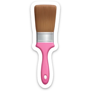 Small Paintbrush with brown bristles, pastel pink handle, dipped in pink paint sticker