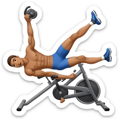 man laying down bicycle-crunches exercise sticker