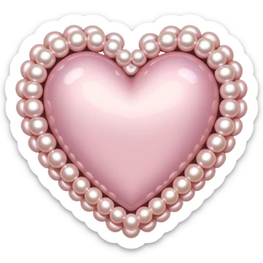 Pale pink heart with pale pink pearls around it  sticker