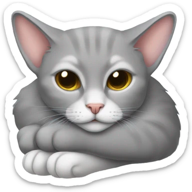 Grey lop-eared cat sleep sticker