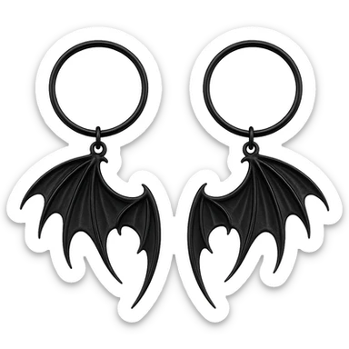 goth earrings, bat wing hoop, black metal, dramatic gothic style sticker