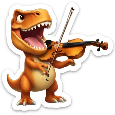 T-rex playing violino sticker