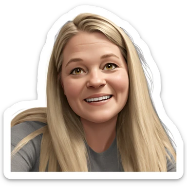 smiling blonde portrait with long hair sticker
