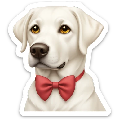 White lab with bow sticker