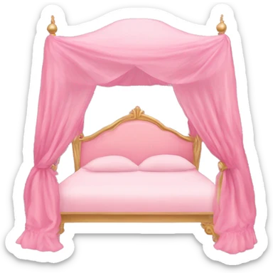 pink rococco princess canopy bed sticker