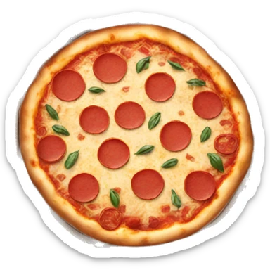 Pizza.  In a pizzas box.  sticker