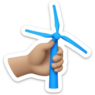 a small blue energy of wind in hand sticker
