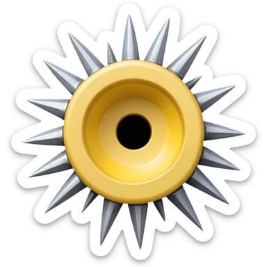 Whele with  small little sharp spikes all around and whele like joining from centre a hole at center, light yellow  like sudarshan chakra wepon sticker