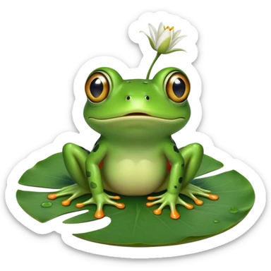 frog slipping on a lily pad with shocked expression sticker