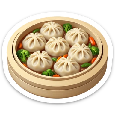 Cinematic Realistic Jiaozi Dish Emoji, depicted as delicate, handcrafted dumplings filled with savory meat and vegetables, rendered with detailed textures and warm, inviting lighting. sticker