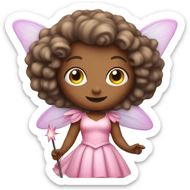 a fairy, wearing a pink dress with a wand sticker