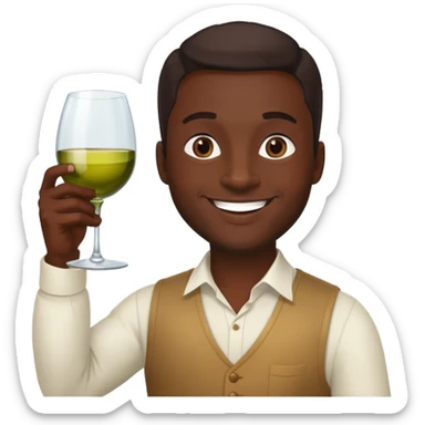 smiling dark skinned man with wine glass sticker