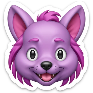 alien dog purple with pink hair very big folded ear and panting sticker