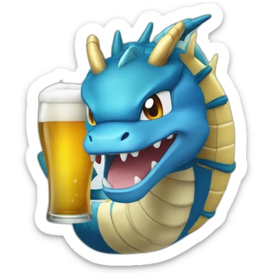Gyarados drinking beer sticker