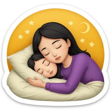 Black haired, olive-skinned Asian girl sleeping alone  sticker