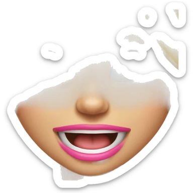 Super excited girl bites her down lip and has long pink nails  sticker