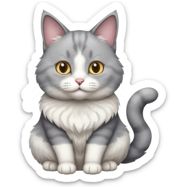 a grey and white cat sitting regally sticker