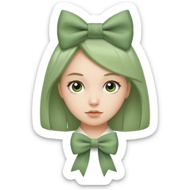 girl with sage green bow sticker
