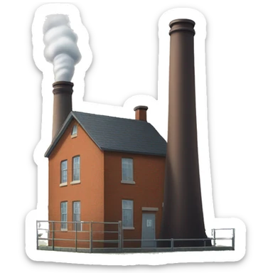 One big chimney with a small factory  sticker