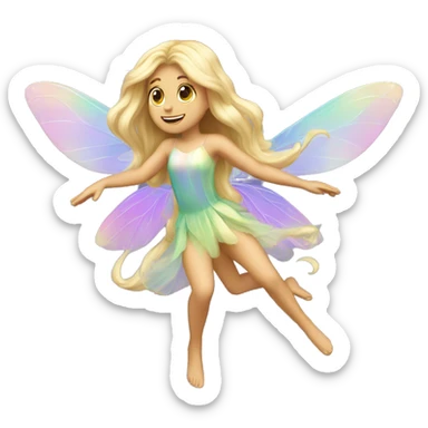 Iridescent fairy flying long hair blonde full body sticker