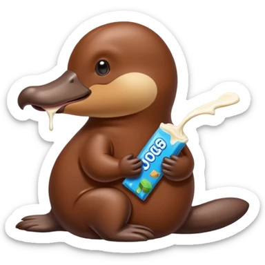 platypus eating eating chocolate sticker