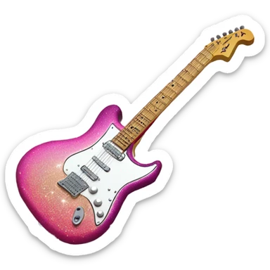 Pink ombre electric guitar with glitter  sticker