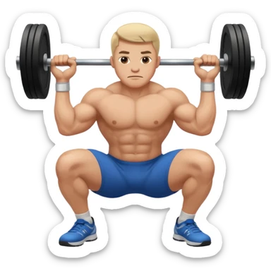 Guy squating no weights sticker