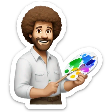 BOB ROSS HOLDING A PAINT PALETTE sticker