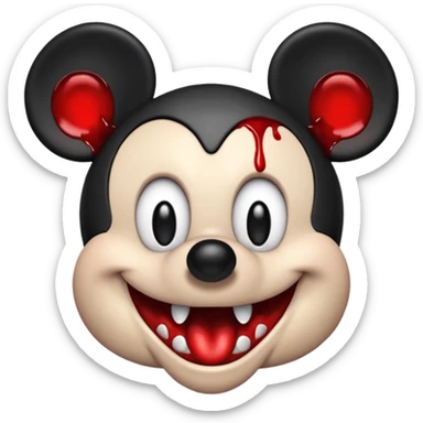 Evil mickey mouse with blood and angry sticker
