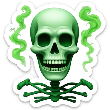 Horror skeleton with green smoke sticker