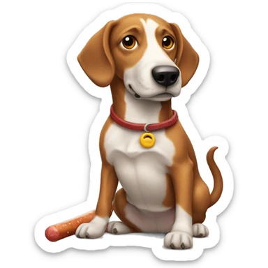 perro salchicha con moño sticker