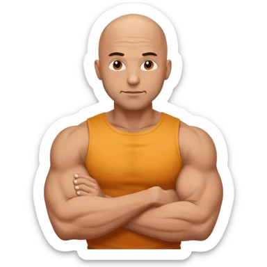 gym daddy with no hair 35 years old flexing muscle sticker