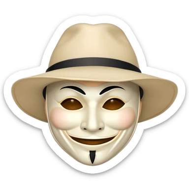 white hat hacker emoji with anonymous mask sticker
