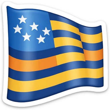 A flag whit darkblue, blue, white, yellow and orange and has 5 stripes white in the middle, blue in next to white left, yellow next to white right, orange next to yellow right, dark blue next to blue left sticker