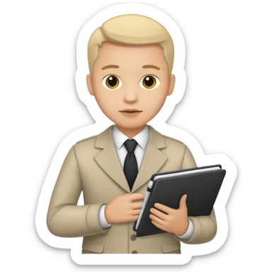 male corrupt reporter holding his notebook sticker