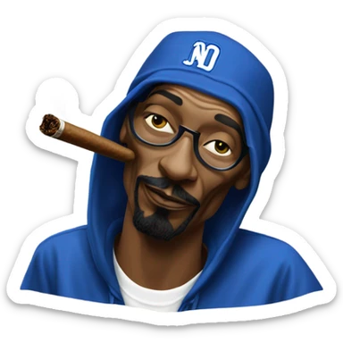 Snoop dogg in a crip outfit smoking cigar sticker