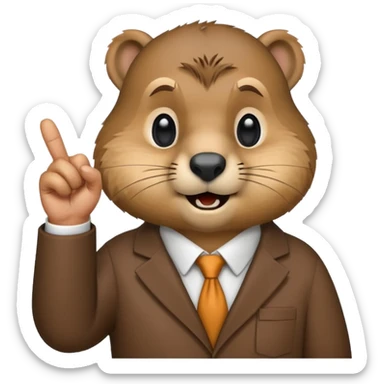 Create a version of the "nerd emoji with finger pointing up" meme with the face of a groundhog sticker