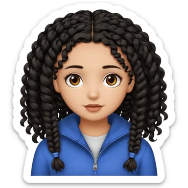 a girl with curly dark brown hair and dark brown eyes. add a best friend who is black with black braids and dark brown eyes sticker