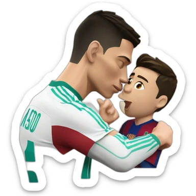 Cristiano ronaldo kissing leo messi sticker