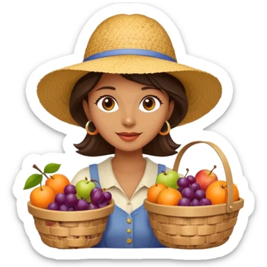 Shopper with fruit basket,Farmers’ Market, background Fruit, market. sticker