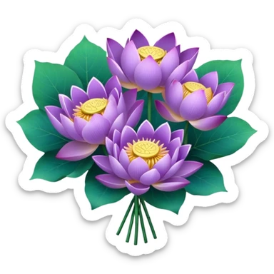 bouquet Purple Lotus,stem, Lotus leaf sticker
