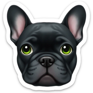 all black french bulldog green eyes sticker