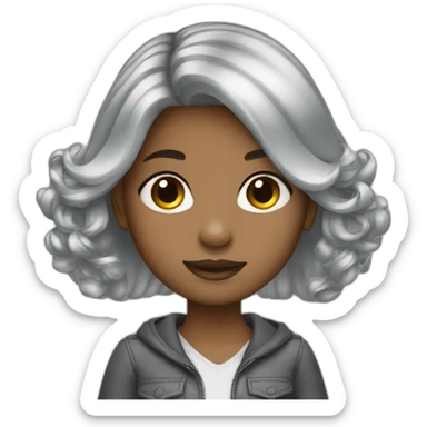 silver ombre hair girl sticker