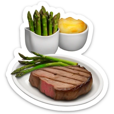 steak with baked potato and asparagus sticker