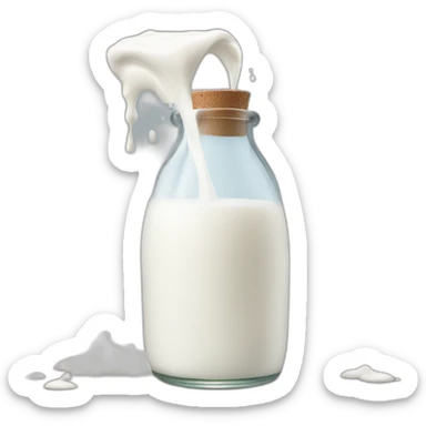 a bottle of milk dropping milk in a glass sticker